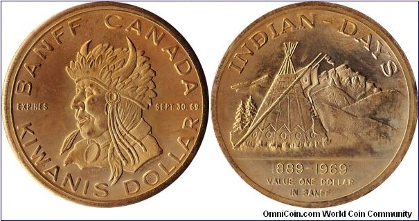 Banff, Alberta - Kiwanis Dollar (brass pattern issue)