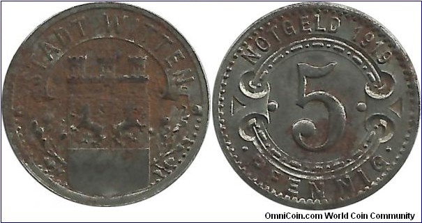 Germany-Notgeld 5 Pfennig 1919 - Witten (Westphalia)