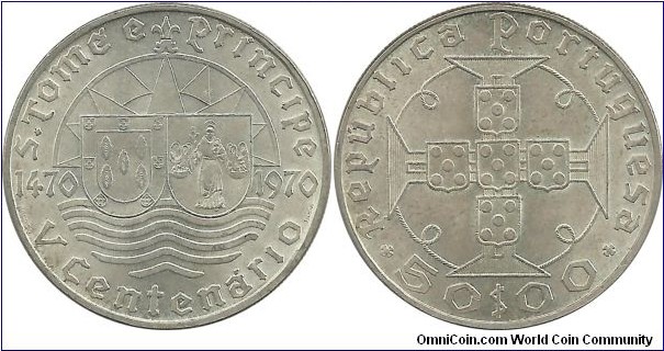 StTome-Principe 50 Escudos 1970 - 500th Anniversary - Discovery of São Tomé and Príncipe