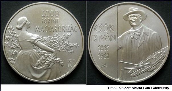 Hungary 2000 forint.
2015, Istvan Csok (1865-1961)