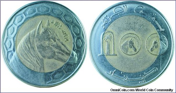 Algeria100Dinars-Horse-km132-(AH1414)1993