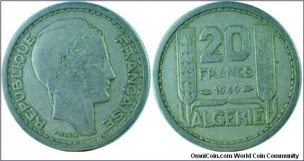 Algeria(France)20Francs-km91-1949