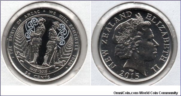 50 Cent The Anzac commemorative coin is New Zealand’s first circulating coloured coin