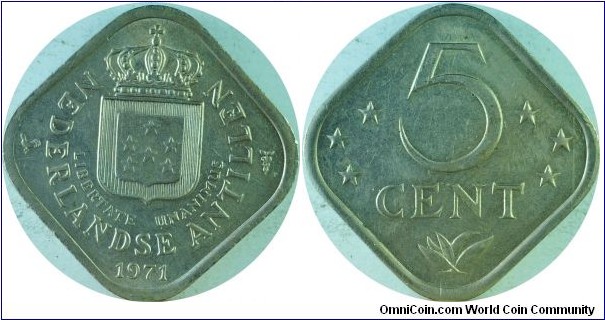 Netherlands Antilles5Cents-km13-1971