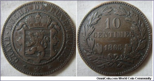 1865 10 centimes Luxembourg, fine