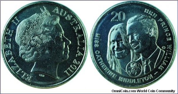 Australia20Cents-William&Catherine-km1566-2011