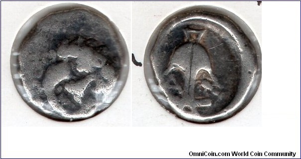 Thrace, Apollonia Pontika
450-400bc. 
AR Drachm 
Facing gorgoneion 
Anchor; A to left, crayfish to right