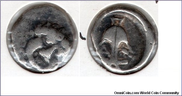 Thrace, Apollonia Pontika
450-400bc. 
AR Drachm 
Facing gorgoneion 
Anchor; A to left, crayfish to right