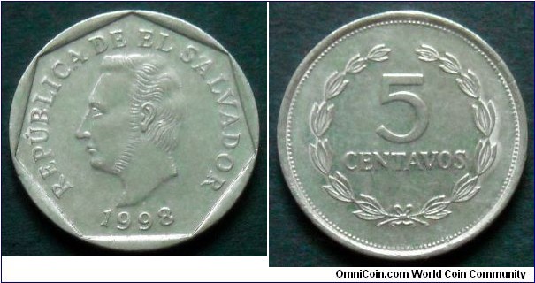 El Salvador 5 centavos.
1998