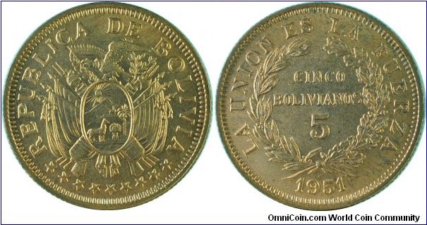 Bolivia5Bolivianos-km185-1951