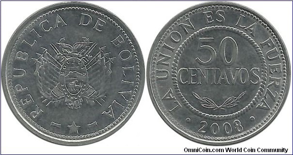 Bolivia 50 Centavos 2008