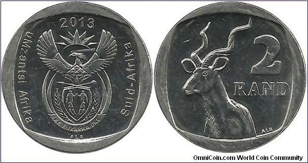 SouthAfrica 2 Rand 2013 (Xhosa-Afrikaan)