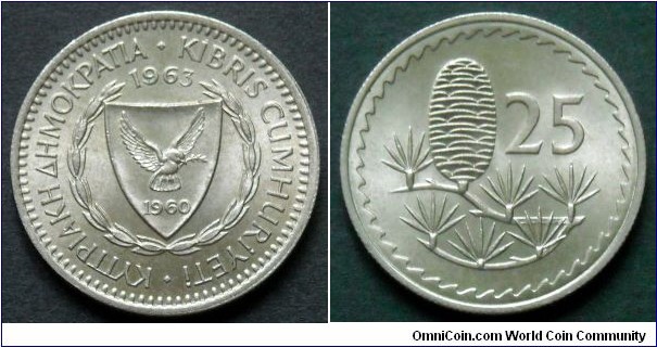 Cyprus 25 mils.
1963