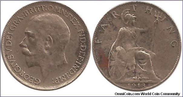 G.Britain Farthing 1913 (I clean this coin)