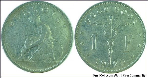 Belgium1Franc-Belgie-km90-1929