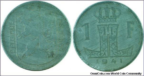 Belgium1Franc-Belgique-Belgie-km127-1941