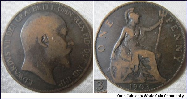 1903 open 3 penny, rare variety 