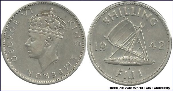 Fiji 1 Shilling 1942S