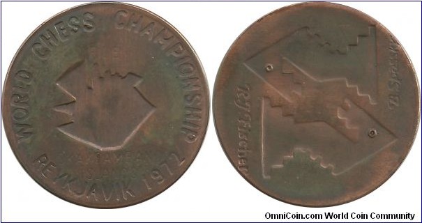 Iceland Medallion - 1972 World Chess Championship-Reykjavik (Cu)