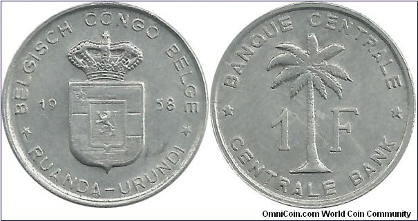 Burundi-Ruanda 1 Franc 1958