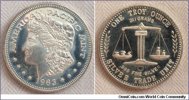 1 OZ Silver Trade Unit, American Pacific Mint