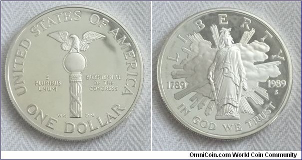CONGRESSIONAL  Silver Dollar. 26.73 grams (0.76 Oz), 90% silver, 10% copper
