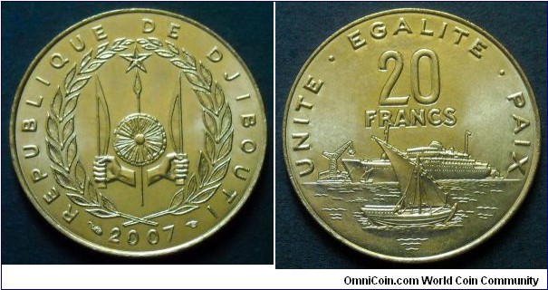 Djibouti 20 francs.
2007