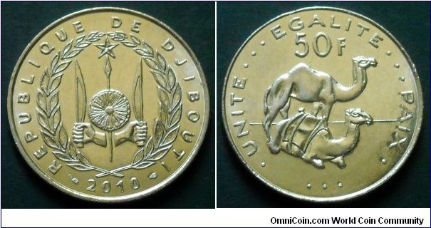 Djibouti 50 francs.
2010