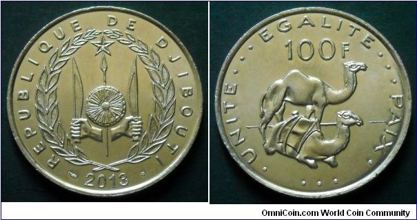 Djibouti 100 francs.
2013