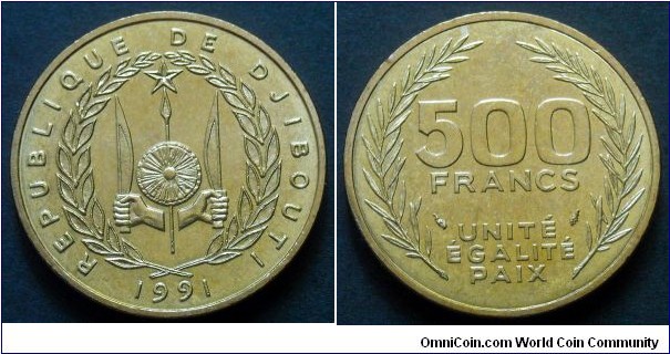 Djibouti 500 francs.
1991