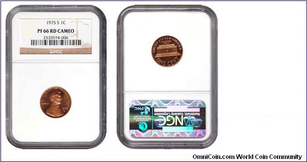 1975 S 1 Cent PF 66 RD Cameo