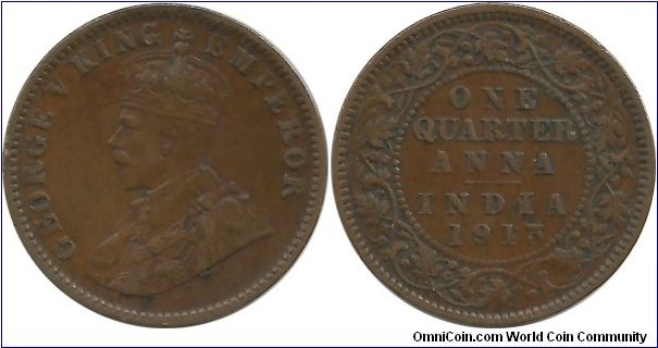 India-British ¼ Anna 1913(C)