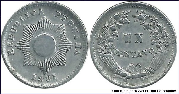 Peru 1 Centavo 1951/61 (Zn)