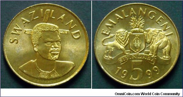 Swaziland 5 emalangeni.
1999