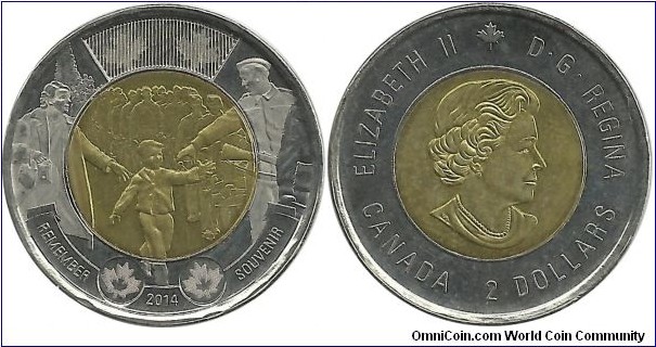 Canada 2 Dollars 2014-Remember Souvenir