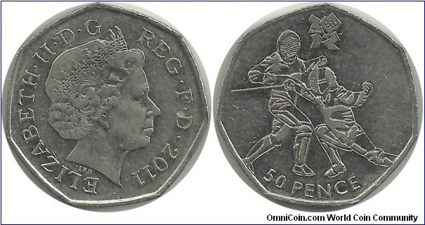 UKingdom 50 Pence 2011 - London 2012 Olympics-Fencing