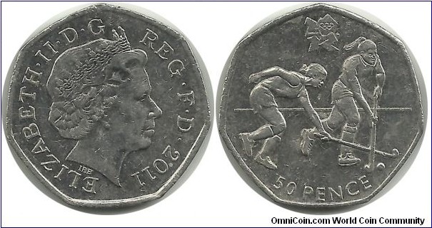 UKingdom 50 Pence 2011 - London 2012 Olympics-Hockey