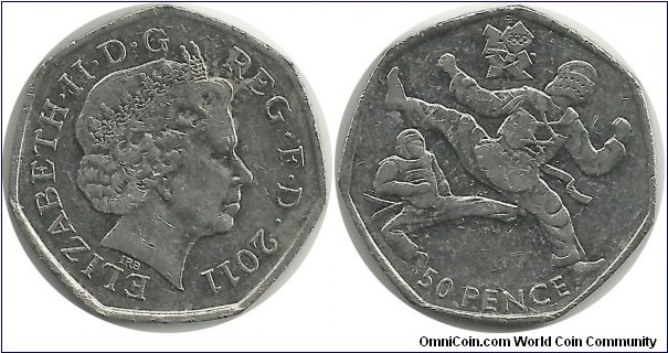UKingdom 50 Pence 2011 - London 2012 Olympics-Taekwondo
