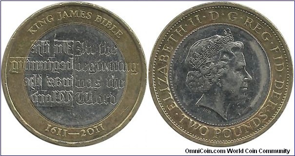 UKingdom 2 Pounds 2011-King James Bible
