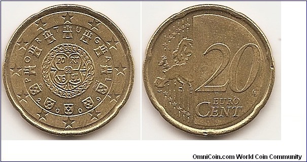 20 Euro cents
KM#744
5.7300 g., Brass, 22.1 mm. Obv: Twelve stars surrounded the royal seal of 1142, along with the word 