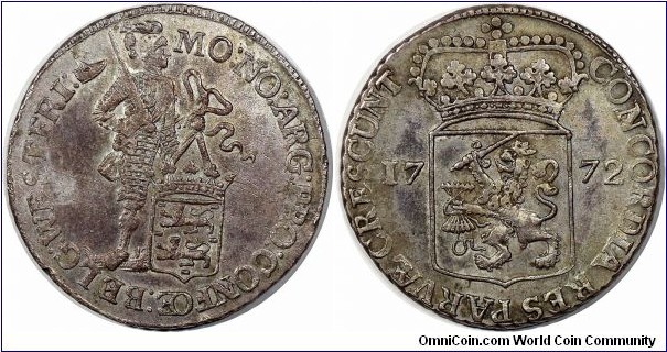 West-Friesland, Silver Ducat, 1772. 27.95g, 39.96mm, Silver. CNM# 2.46.35, Delm.# 971, HPM Wf 37, WES.# 105, KM# 128.2. 