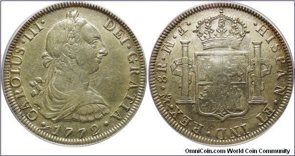 Charles III, 8 Reales, 1772, Inverted 