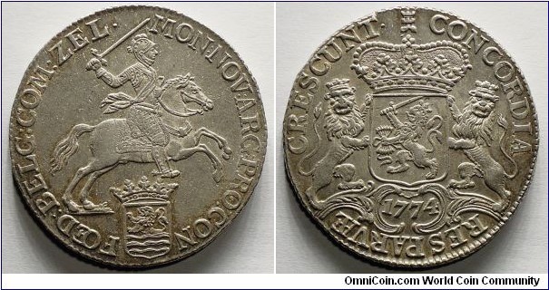 Zeeland, Ducaton, Silver Rider, 1774. KM# 57.2, Delmonte# 1028.