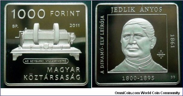 Hungary 1000 forint.
2011, Anyos Jedlik (1800-1895) Inventor of the Dynamo.