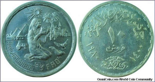 Egypt10Piastres-FAO-km505-(AH1400)1980