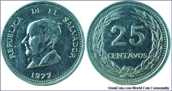 El Salvador25Centavos-km139-1977