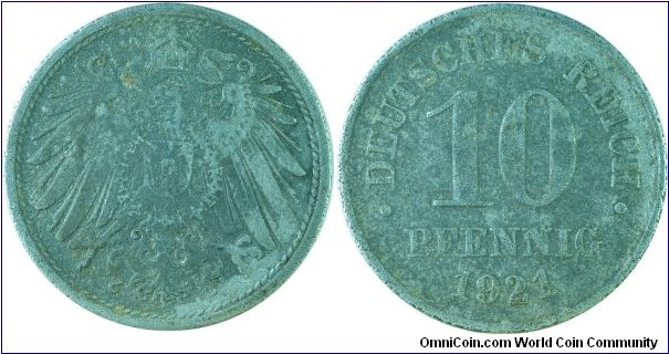 Germany(Reich)10Pfennig-km26-1921