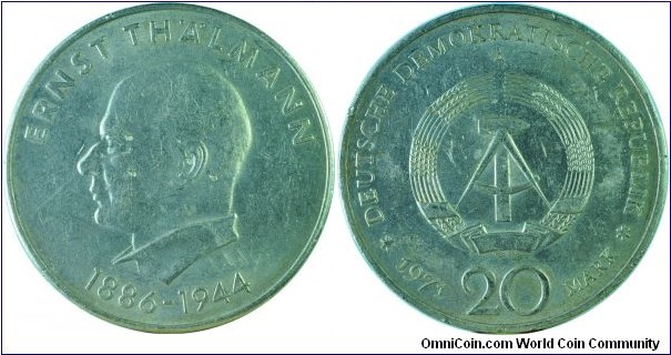 Germany E.(DDR)20Mark-ErnstThalmann -km34-1971