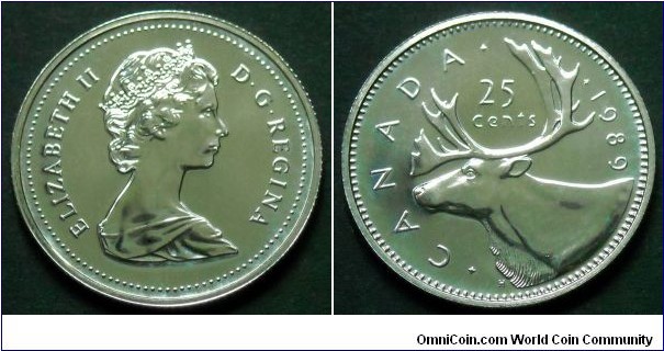 Canada 25 cents.
1989, Proof like.