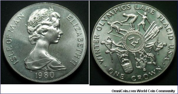 Isle of Man 1 crown.
1980, XIII Olympic Winter Games - Lake Placid 1980.